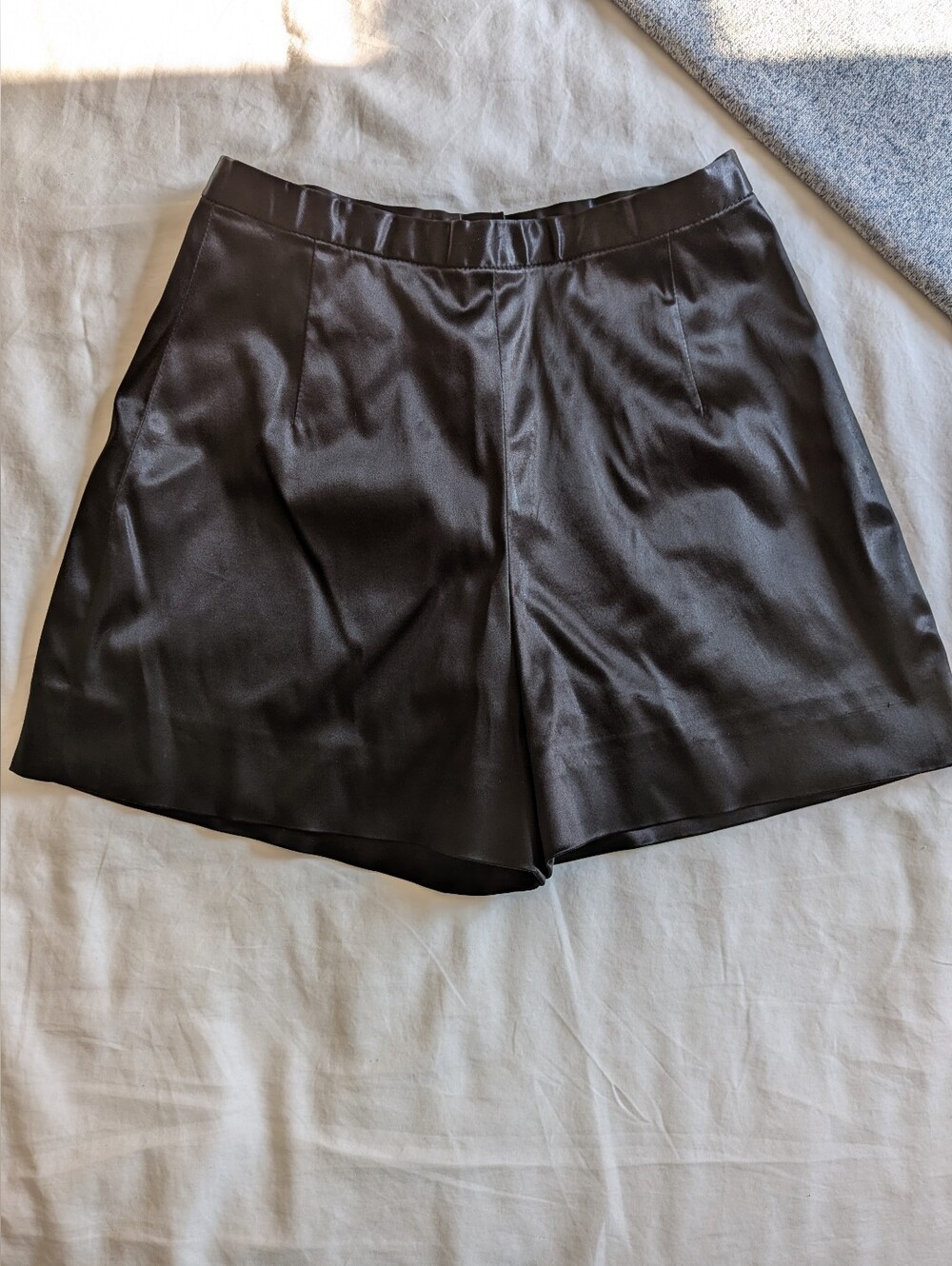 Handmade Black Satin Women’s High-Waist Shorts